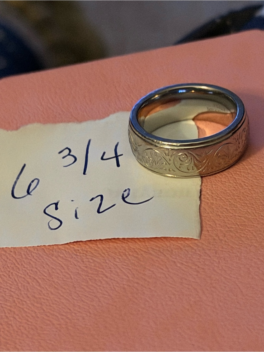 Metal Masters Size 6.75 Silver Stainless Steel Ornate Engraved Band Ring